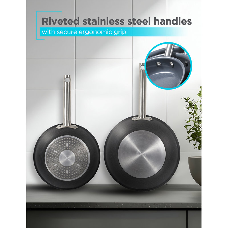 12-Piece Dark Gray Ceramic Non-Stick Aluminum Cookware Set