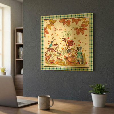 «We Dig Fall A» par Jean Plout, art mural en métal doré, 24 po x 24 po