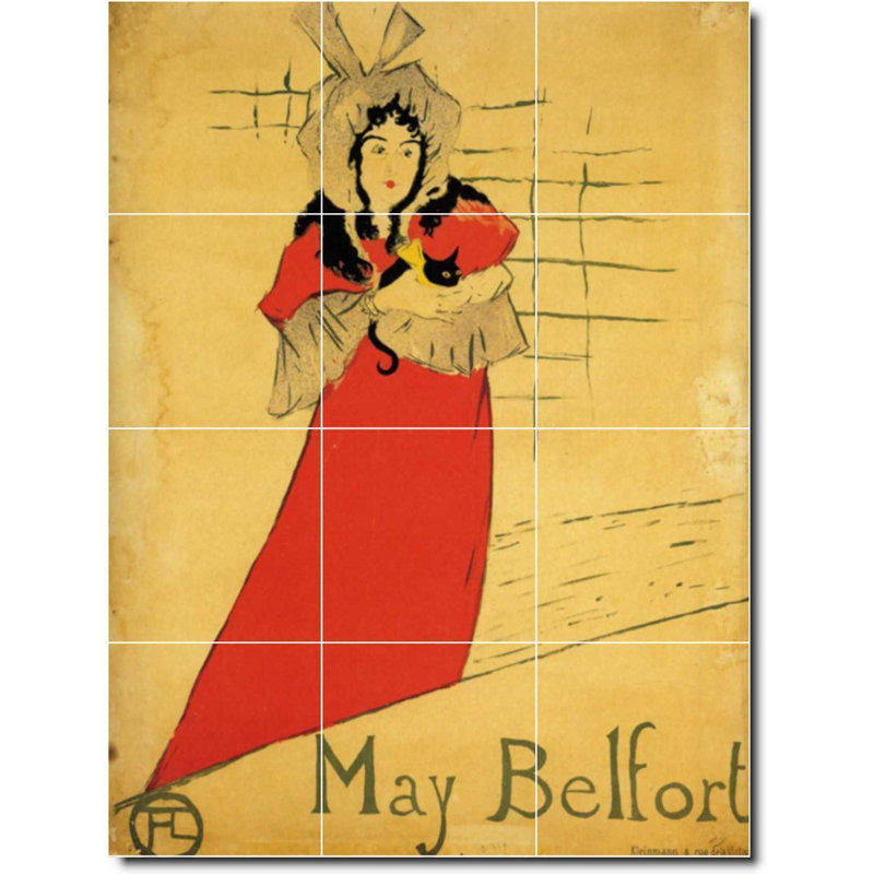 Carreau de céramique décorative 12,75 po x 17 po 4,25 po x 4,25 po, Henri Henri Lautrec, affiche d'art, peinture W0879