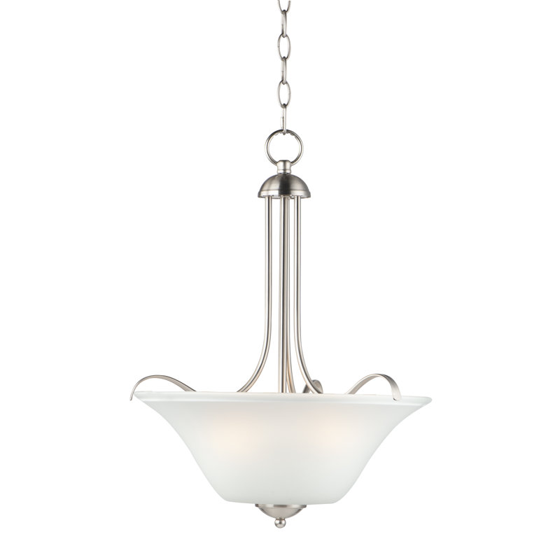 Luminaire suspendu bol 3 lumières Etchison, Nickel satiné