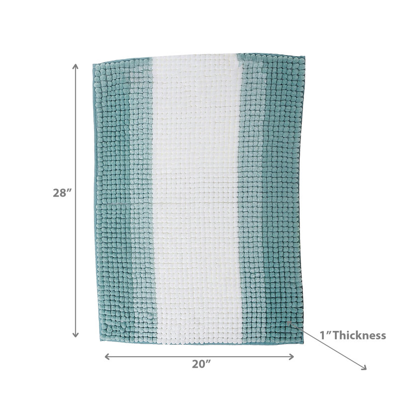 Tapis pour salle de bain en mélange de polyester Berke, Turquoise