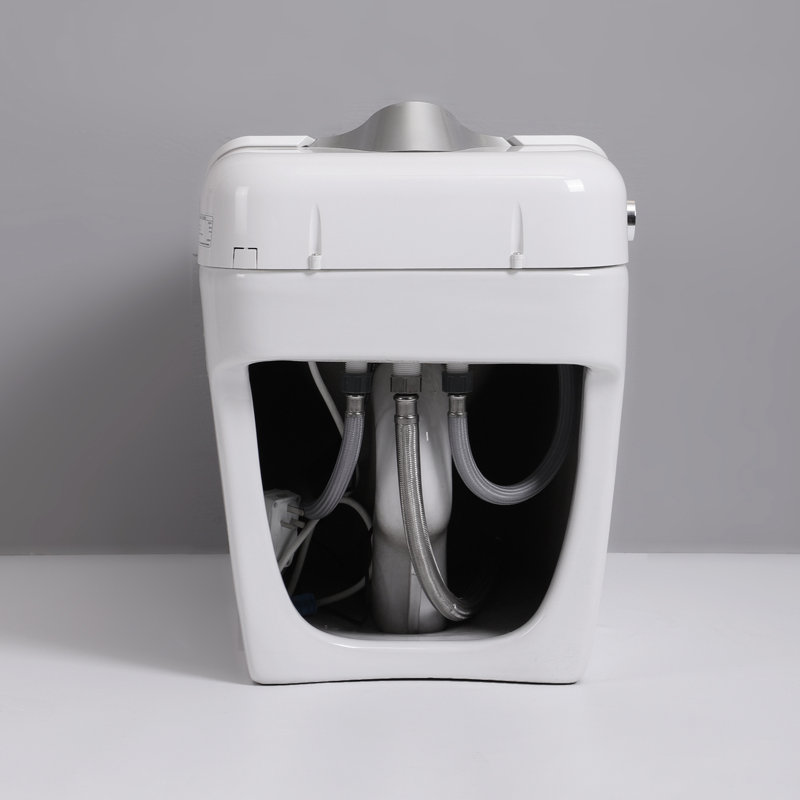 Smart Toilet Bidet With Foot Sensor Open Cover/Seat, Self-Cleaning Nozzle, Three Level Heated Seat, Airflow, Led Display, Night , Knob Control, Soft Close, Auto Flush, And Remote Control - White Iron