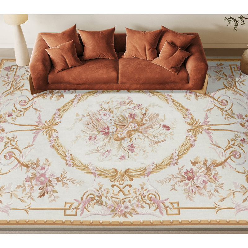 Aubusson Renaissance Wool Oriental Area Rug in Ivory