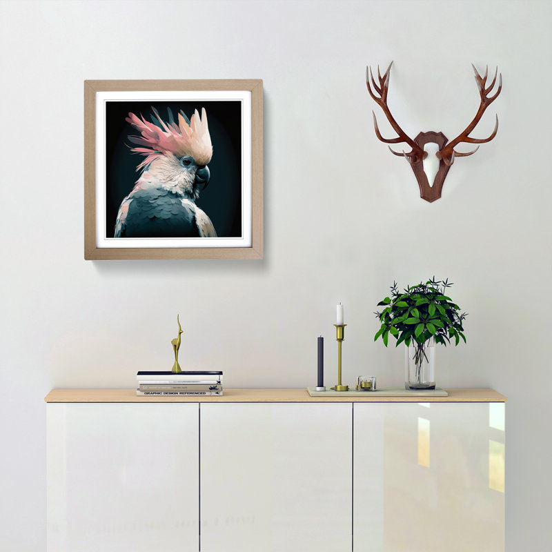 Cockatoo Graphic Art - Framed Print, Oak