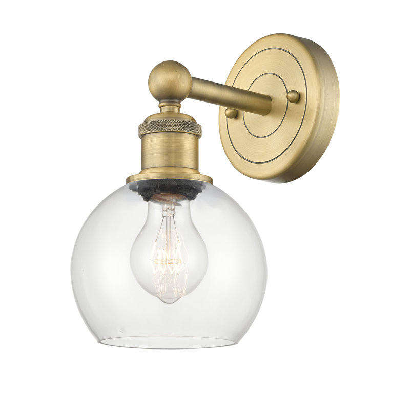 Cheboygan Armed Sconce, Clear, Brushed Brass