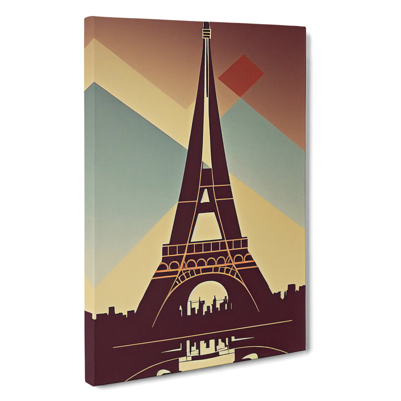 Eiffel Tower Art Deco No.2 - Wrapped Canvas Print, 60cm H x 40cm W x 3cm D, Wrapped Canvas