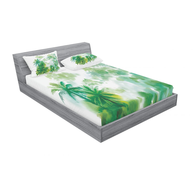 Microfiber Floral Sheet Set, Queen Sheet Set with Fitted Sheet