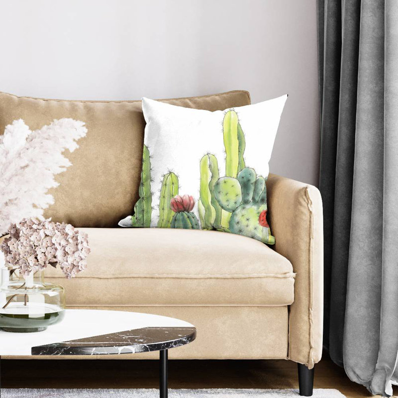 Small cactus - 20"x20" Throw pillow - Poly twill - Print on demand