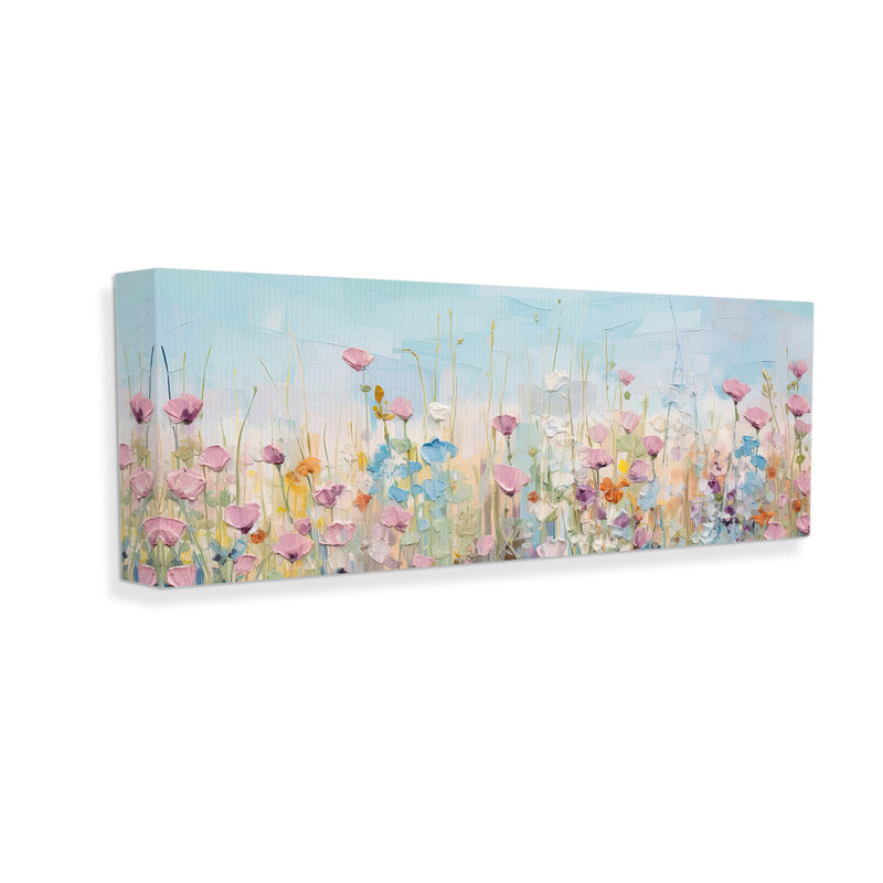 "Peaceful Wildflowers Meadow", art mural sur toile par Gina Kelly, H 20 po x l 48 po x P 1,5 po, Toile tendue