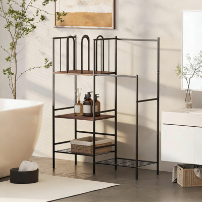 Porte-serviettes autoportant à 3 niveaux avec séparateurs en forme de M | Organisateur de séchage et de rangement multifonctionnel pour la salle de bain, le salon et la chambre à coucher
