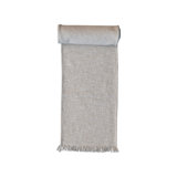 Woven Cotton Table Runner With Metallic Thread And Fringe