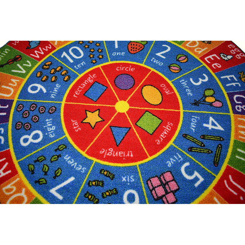 ABC Alphabet Numbers Educational Learning Game Play Kids Circle Time Rug Carpet Classroom Playroom, Round 3'3"
