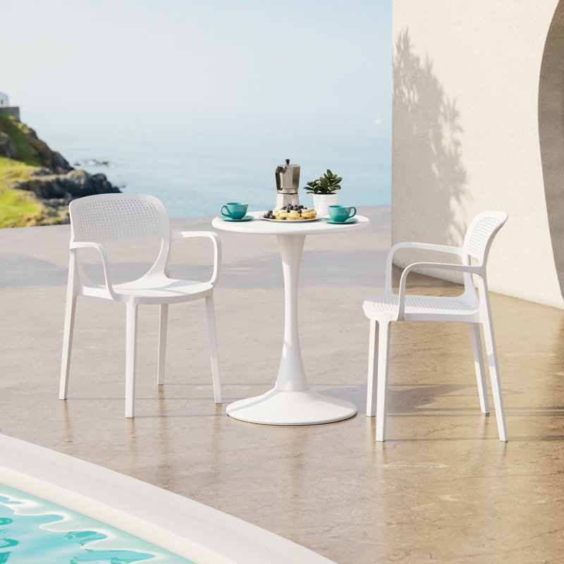 Outdoor Round Dining Set, White