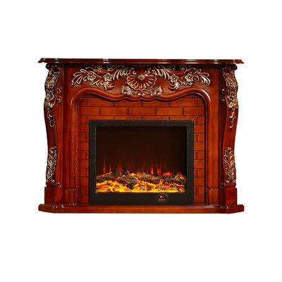 European-style solid wood decorative fireplace cabinet with simulated flame electric fireplace core