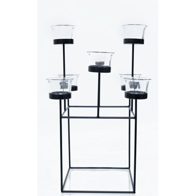 15.7'' H Glass Tabletop Candelabra