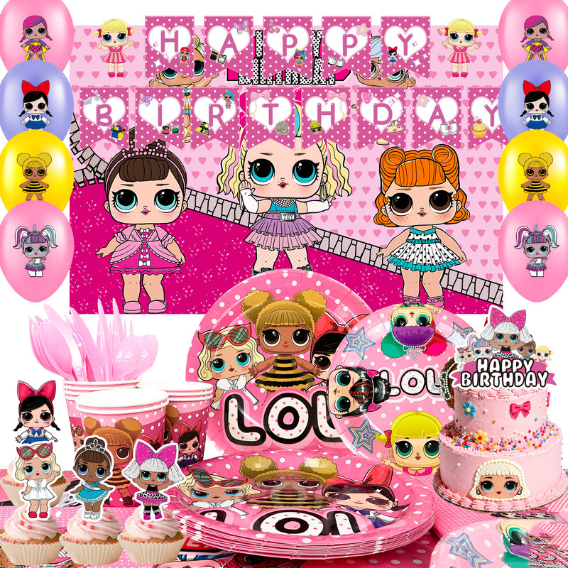 Surprise Doll Birthday Party Supplies, 112 Pcs Surprise Doll Party Decorations & Tableware sets