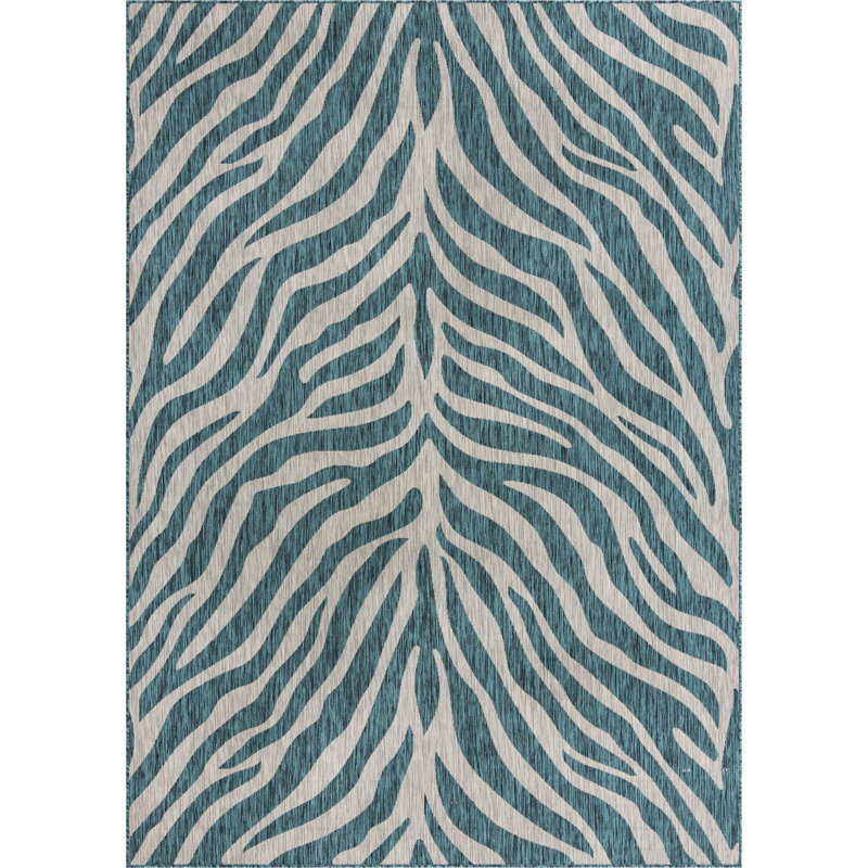 Tapis d'extérieur joyeux vert-bleu, Rectangle 7 pi 10 po x 11 pi