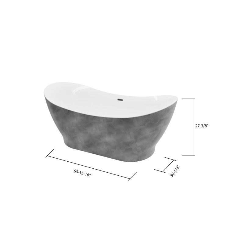 Eureka 66'' x 31'' Soaking Acrylic Bathtub