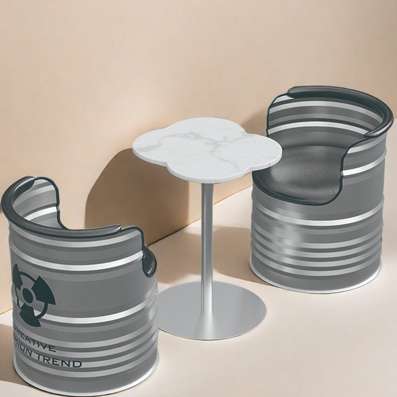Ensemble de salle à manger rond 21,5 po Khayri, Ensemble de salle à manger 3 pièces, Argent, Argent