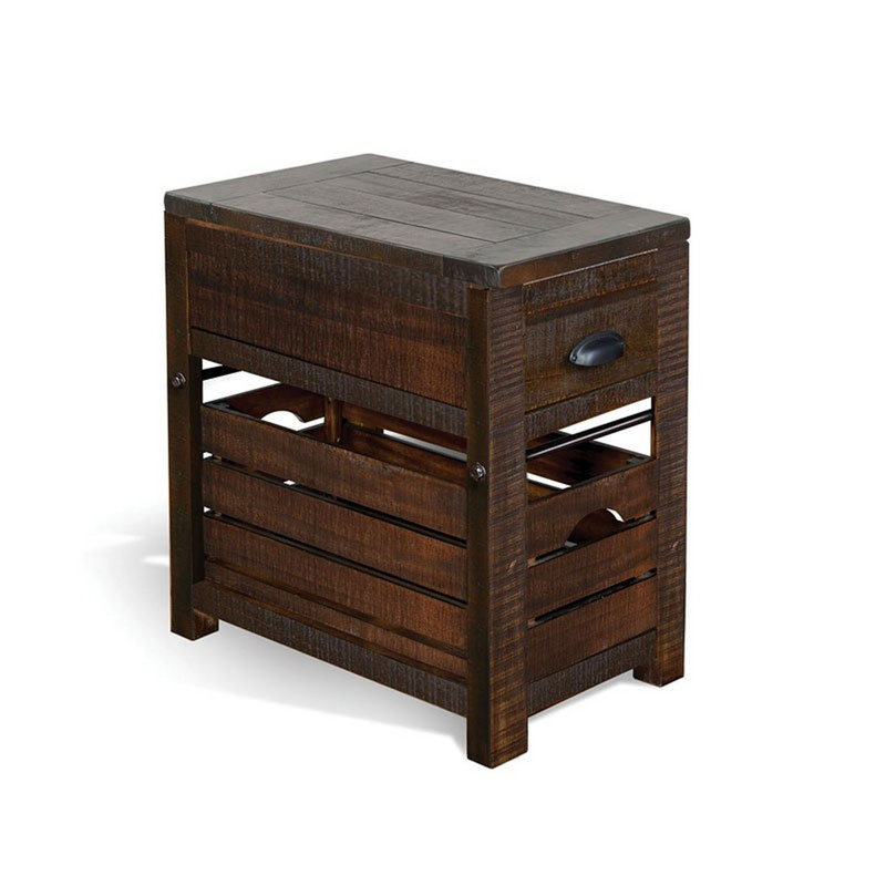 Table d'appoint Flint, 1 tiroir, caisse, bois brun foncé de 26 pouces