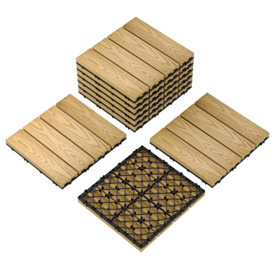 30cm L x 23cm W Plastic Interlocking Deck Tile