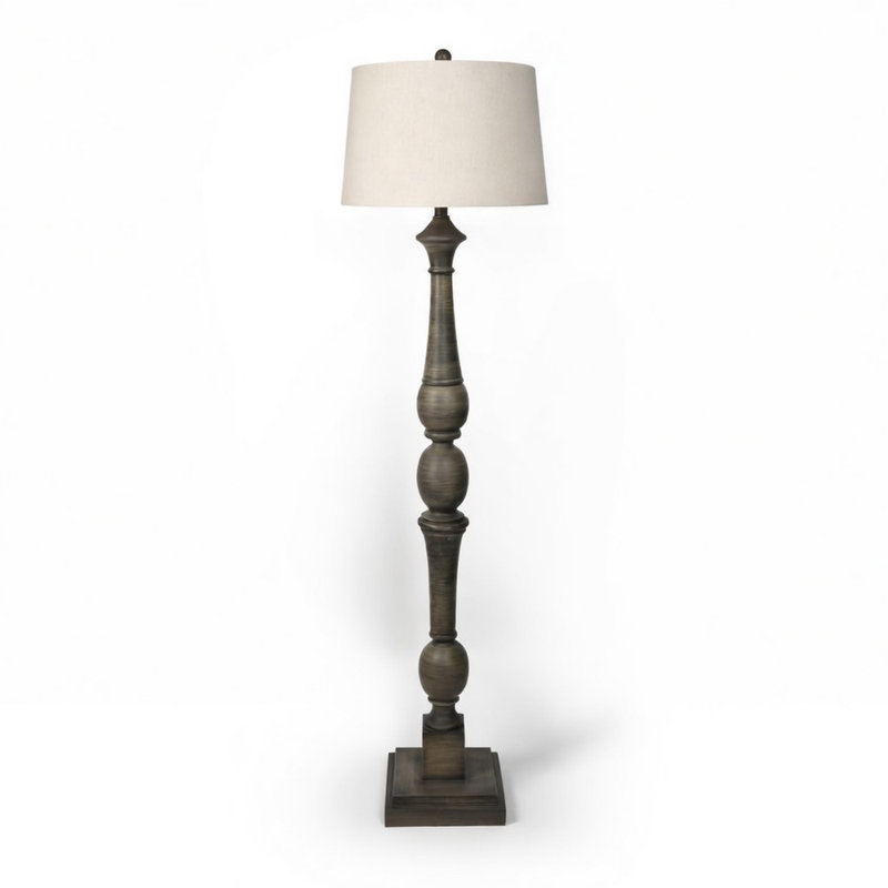Lampe sur pied Ahsaad, Beige, Gris