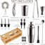 Ensemble barman professionnel en acier inoxydable 24 pièces avec accessoires et support en bambou Zulay Kitchen