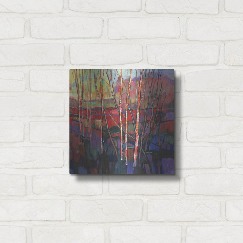Ivy Bronx «Patchwork Trees I» par Tim O'Toole, art mural en métal, H 12 po x l 12 po