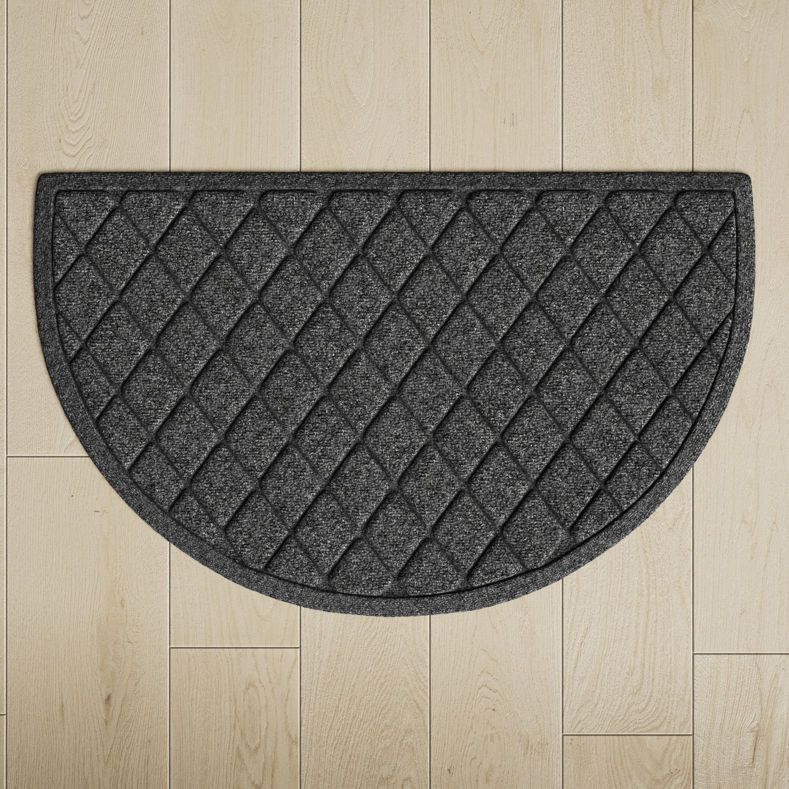 WaterHog Non-Slip Indoor/Outdoor Doormat, Charcoal, Semi-Circle 24" x 39"