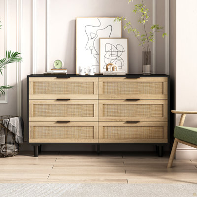 51.18"6-Drawers Rattan Storage Cabinet Rattan Drawer