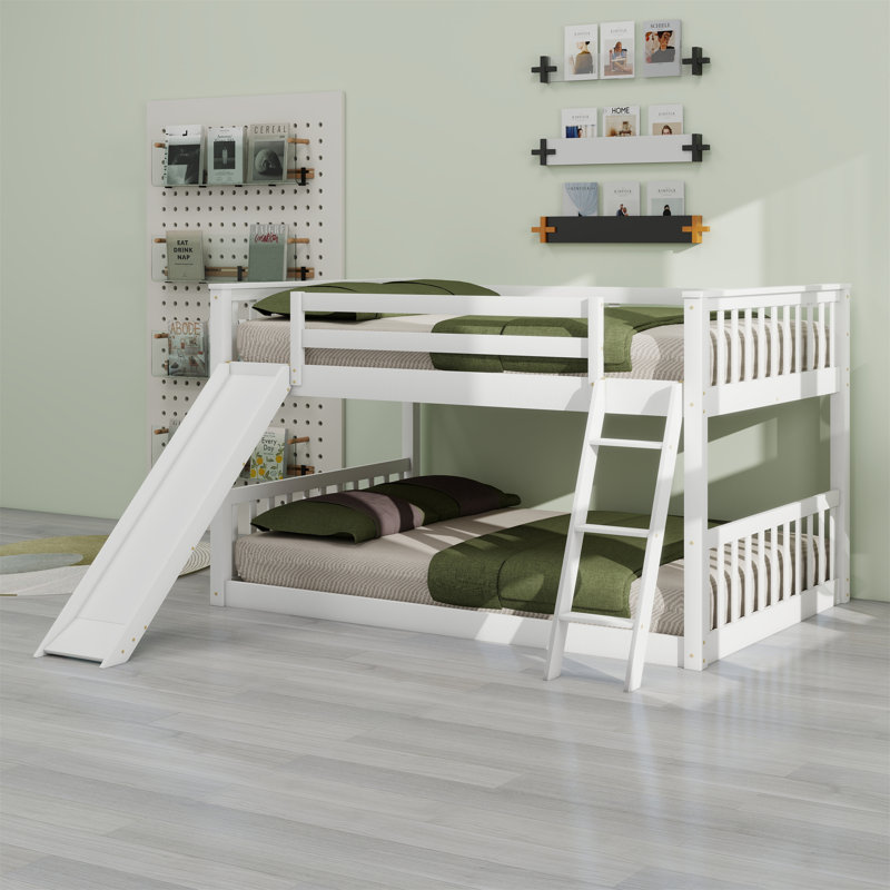Lit superposé avec glissière convertible et échelle, Blanc