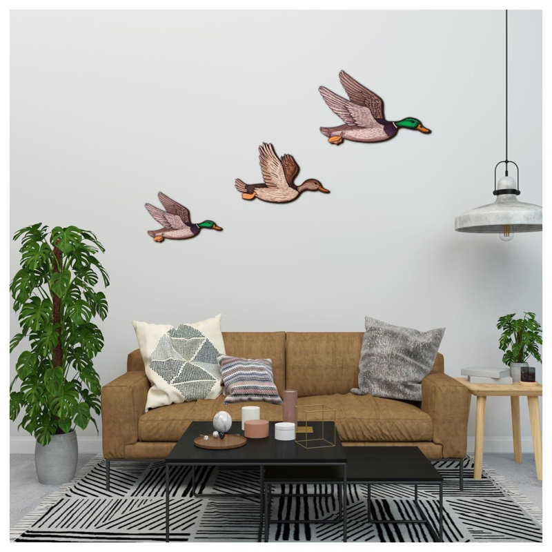 Ensemble de décoration murale canard colvert en bois