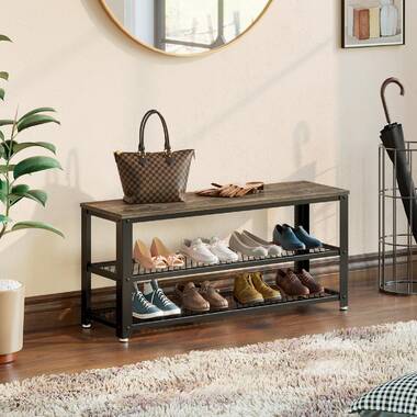 Shoe Bench, 3-Tier Shoe Rack, Storage Entry Bench for Hallway