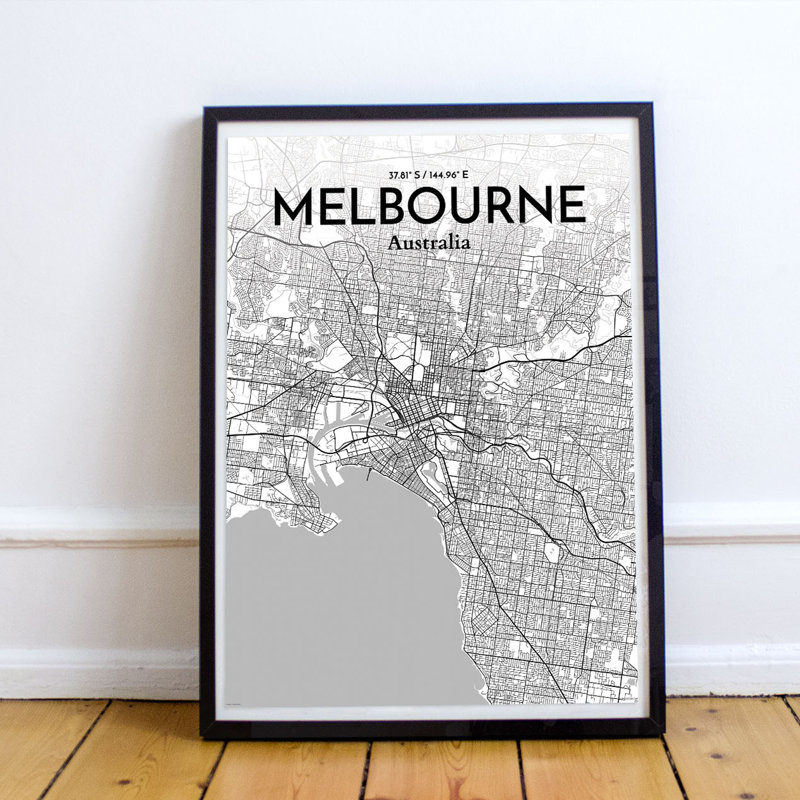 Melbourne City Map - No Frame Print, 50.8cm H x 40.6cm W x 0.1cm D