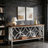 Rustic Metal & Wood Sofa & Console Table With Multifunctional Storage-270327294-270327293