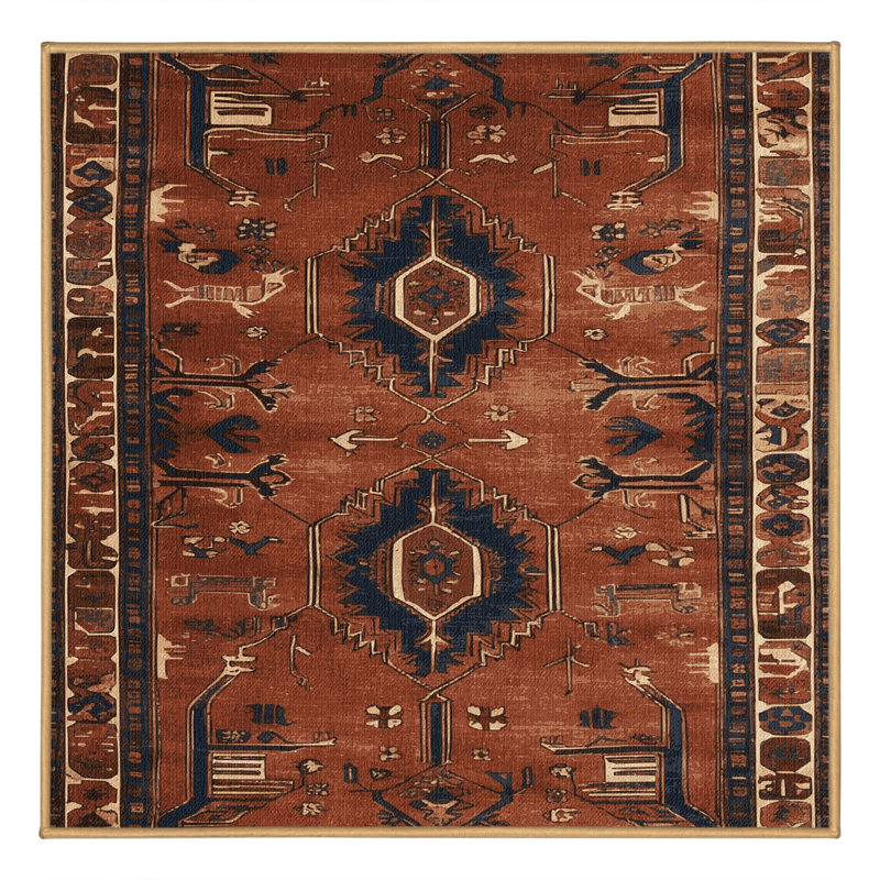 Machine Washable Persian Brown Area Rug, Square 7'