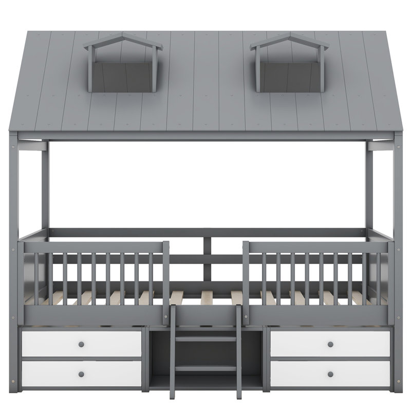 Cadre de lit Bed House, Gris, Lit double