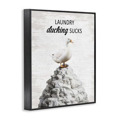 Duck & Laundry Pile Framed Giclee, design by Lettered and Lined