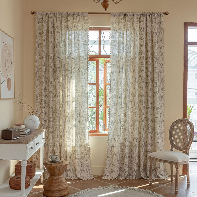 Polyester Exquiste Pattern Print Curtains 2 Panel, 52" W x 63" L