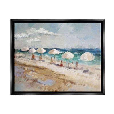«Abstract People Beach Umbrellas», art de la giclée encadrée par Ziwei Li