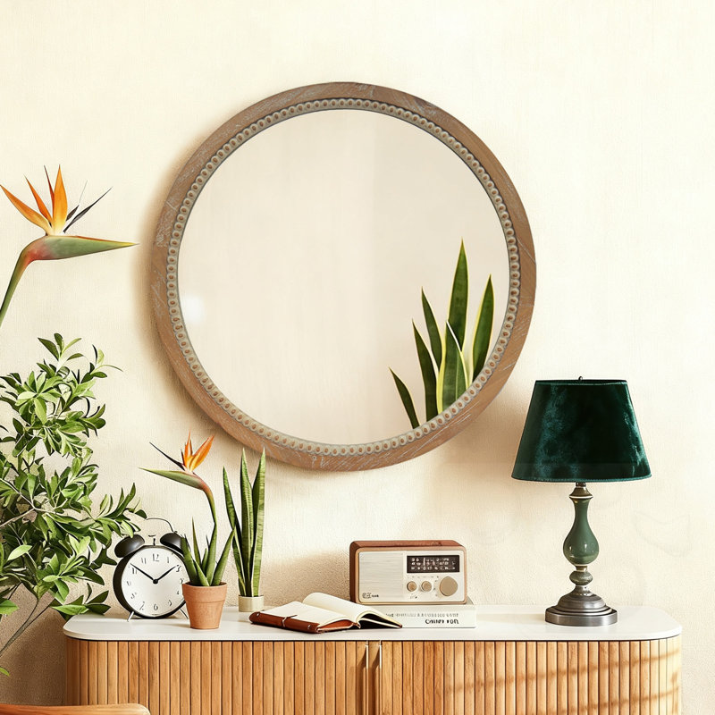 Miroir mural rond, Naturel