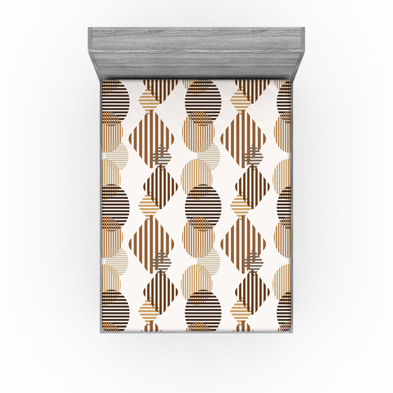 Drap-housse à motif floral Ambesonne, Brun chocolat / motif géométrique blanc cassé, Drap-housse grand