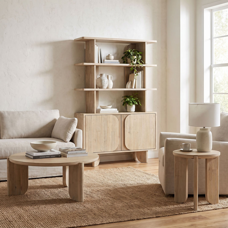Moncure 70"H x 47"W Acacia Wood Bookcase