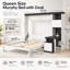 Lit escamotable Foldsora Queen avec bureau intégré, étagères de rangement latérales, placards fermés, conception pliable et compacte, sommier non requis, capacité de charge de 272 kg