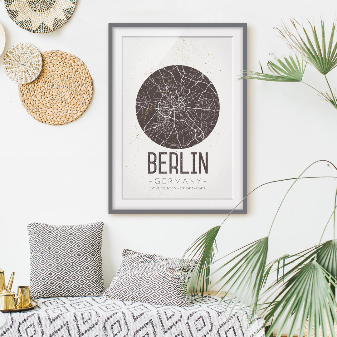 Gerahmtes Poster Berlin City Plan - Vintage