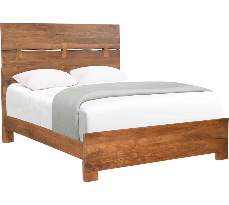 Structure de lit brun en bois massif