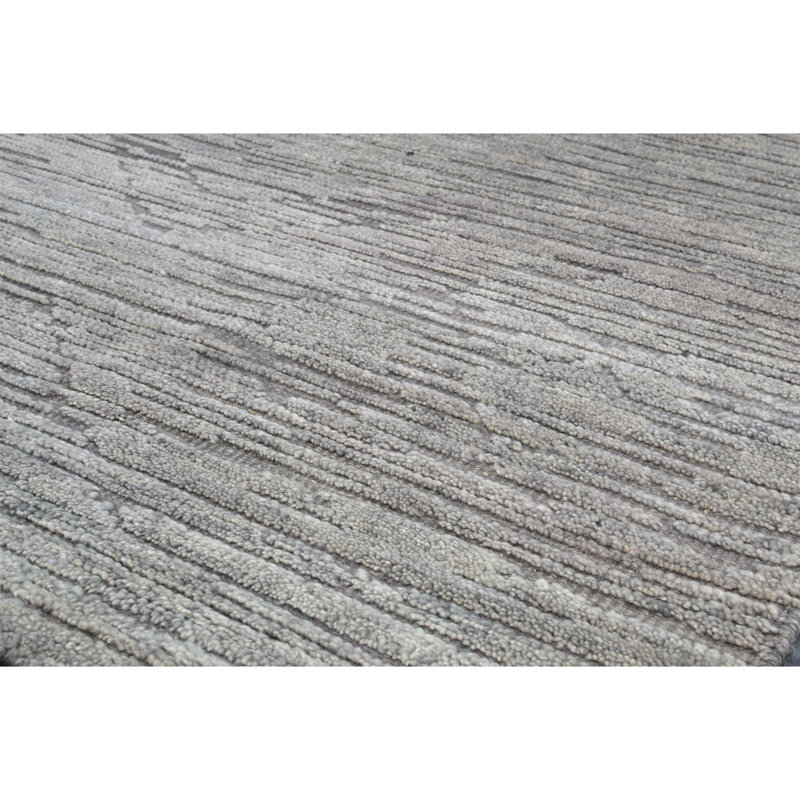 Tapis rectangulaire en laine noué à la main brun / gris, Rectangle 9 pi x 12 pi