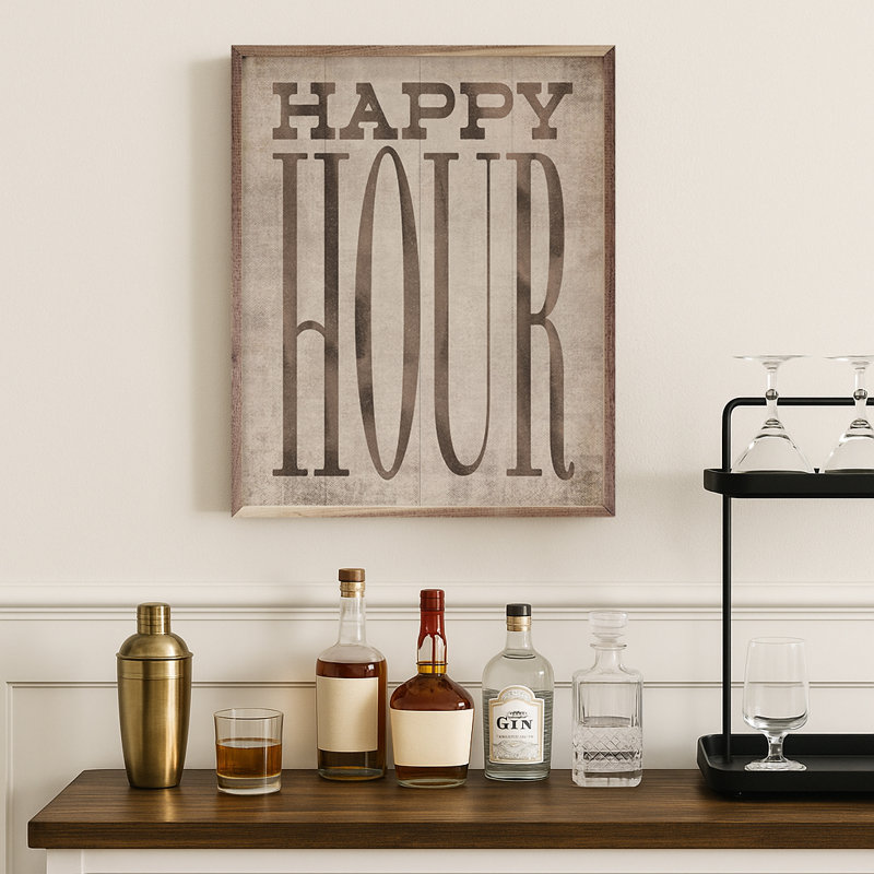 Happy Hour, H 30 po x l 24 po, Brun