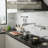Commercial Wall Mount Pot Filler Kitchen Faucet, Folding Stretchable Double Joint Swing Arm With Dual Handles, Brushed Nickel-123266426