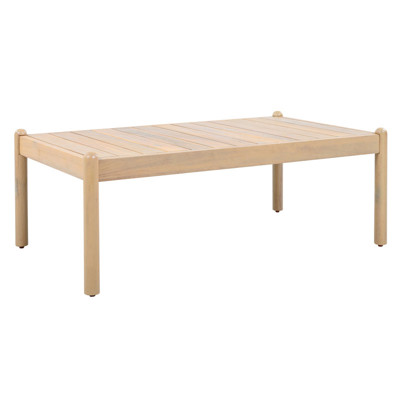 Table basse d'extérieur en bois d'acacia Haven avec plateau à lattes, Light Teak